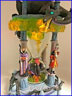 Disney Sounds/Light-Up Hourglass Snow Globe VILLAINS withMaleficent Jafar Ursula
