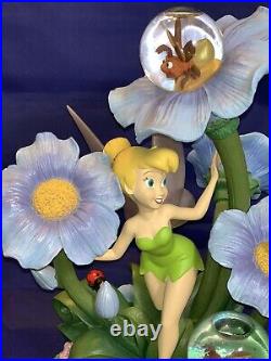 14 Inch Disney Tinker Bell Snowglobe 3 Mini Globes Flowers & Fireflies