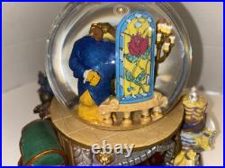 1991 Disney Beauty And The Beast Musical Lighted Snow Globe The enchanted love