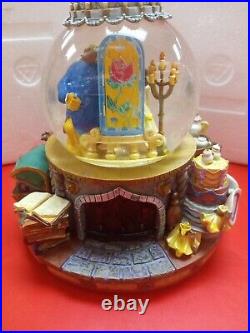 1991 Disney Beauty And The Beast Musical Snow Globe WithLight Up Fireplace WithBox