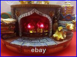 1991 Disney Beauty And The Beast Musical Snow Globe WithLight Up Fireplace WithBox