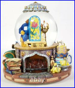 1991 Disney Beauty and The Beast Musical Snow Globe Fireplace With Box, Vintage