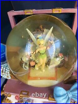2 Disney Tinker Bell Hidden Treasure Chest Snow Globe & You Can Fly musical box