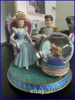 Antique Disney Cinderella Snow Globe with Prince Charming and Mice Figurine
