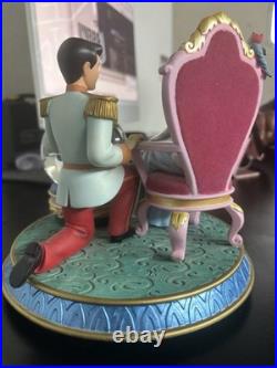 Antique Disney Cinderella Snow Globe with Prince Charming and Mice Figurine