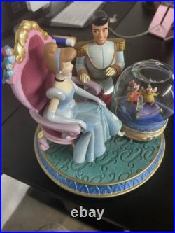 Antique Disney Cinderella Snow Globe with Prince Charming and Mice Figurine