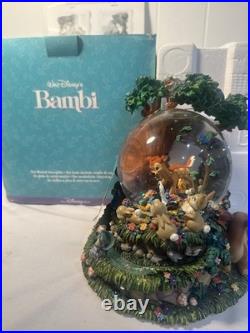 BAMBI Disney A Little April Shower Musical Snow Globe NWT WITH BOX WORKS
