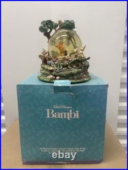 BAMBI Snow Globe Little April Shower with Box Disney Musical Motion