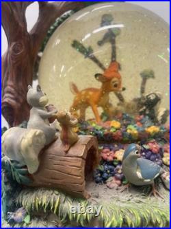 BAMBI Snow Globe Little April Shower with Box Disney Musical Motion