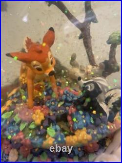 BAMBI Snow Globe Little April Shower with Box Disney Musical Motion