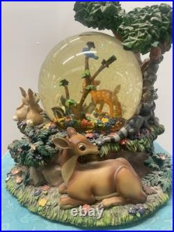 BAMBI Snow Globe Little April Shower with Box Disney Musical Motion