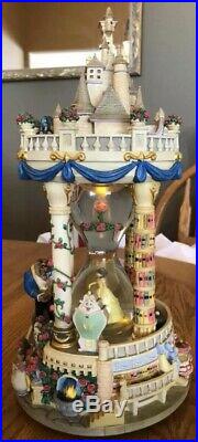 Beauty and the Beast Hourglass Musical Light-Up Disney Snowglobe Rare HTF EUC