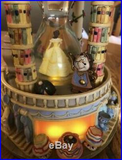 Beauty and the Beast Hourglass Musical Light-Up Disney Snowglobe Rare HTF EUC