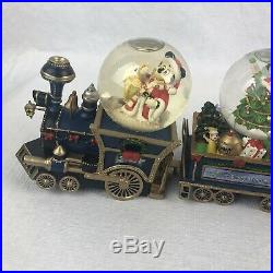 Bradford Exchange Disney Express Christmas Train Snow Globe Musical Set 5 New