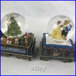 Bradford Exchange Disney Express Christmas Train Snow Globe Musical Set 5 New