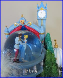CINDERELLA Rotating Musical Snow Globe with Fountain Authentic Disney READ