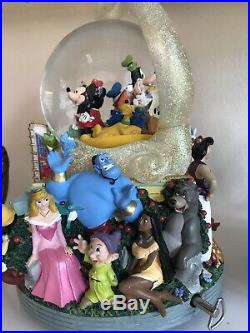 COLLECTABLE RARE DISNEY Princess Rotating Musical Multi Princess Snow Globe