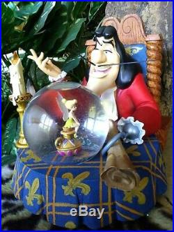 Capt. Hook And Tinker Bell Disney Store Musical Snow Globe, Lights, Blows, New Mib