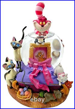 Cheshire Cat Aristocats FIGARO all cats Snow Globe Music Box Disney
