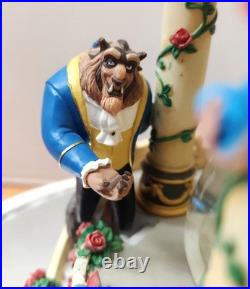 DEFECTIVE Disney Beauty And The Beast Hourglass Snow Globe Perfect Condi G3D