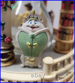 DEFECTIVE Disney Beauty And The Beast Hourglass Snow Globe Perfect Condi G3D