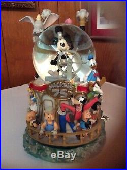 DISNEY 75th ANNV. MICKEY STEAMBOAT WILLIE SNOWGLOBE WITH BRER RABBIT BRER BEAR