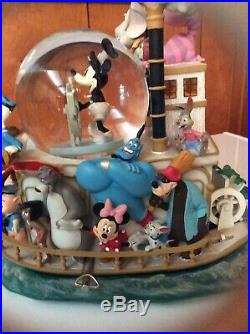 DISNEY 75th ANNV. MICKEY STEAMBOAT WILLIE SNOWGLOBE WITH BRER RABBIT BRER BEAR