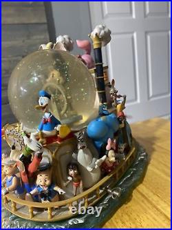 DISNEY MICKEY MOUSE 75TH ANNIVERSARY MUSICAL STEAMBOAT RIDE SNOW GLOBE WithBLOWER