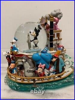 DISNEY MICKEY'S 75th ANNIVERSARY STEAMBOAT WILLIE RIDE MUSICAL LIGHTED SNOWGLOBE