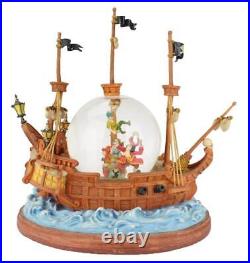 DISNEY PETER PAN YOU CAN FLY Pirate Ship Snow Globe Music Hook Wendy Crocodile