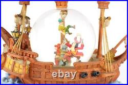 DISNEY PETER PAN YOU CAN FLY Pirate Ship Snow Globe Music Hook Wendy Crocodile