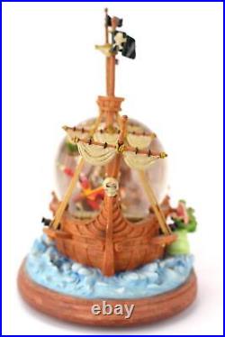 DISNEY PETER PAN YOU CAN FLY Pirate Ship Snow Globe Music Hook Wendy Crocodile