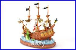 DISNEY PETER PAN YOU CAN FLY Pirate Ship Snow Globe Music Hook Wendy Crocodile