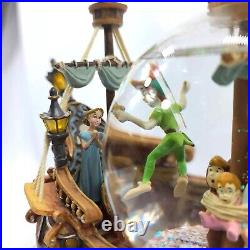DISNEY Rotating Peter Pan Musical Light-Up Pirate Ship Snowglobe RETIRED VINTAGE