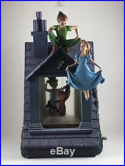 DISNEY SNOW GLOBE Fly with PETER PAN Wendy rooftop house tinkerbell light-up