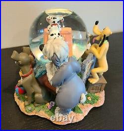 DISNEY'S DOGS Musical Photo Frame Snow Globe lots of dogs, great condition