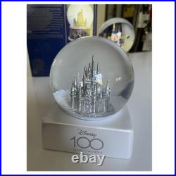 Disney 100th Anniversary Cinderella Castle Platinum Snow Globe 2023