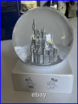 Disney 100th Anniversary Cinderella Castle Platinum Snow Globe 2023
