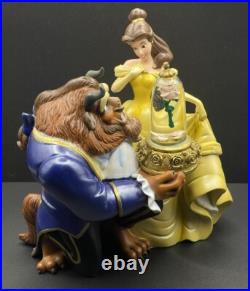 Disney 1991 Beauty and The Beast Belle And The Pink Rose Snow Globe Music Box