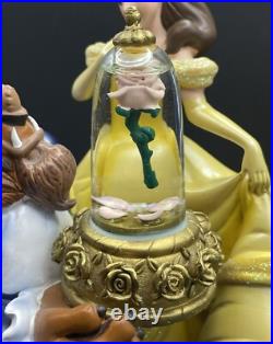 Disney 1991 Beauty and The Beast Belle And The Pink Rose Snow Globe Music Box