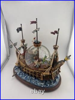 Disney 1998 Peter Pan Pirate Ship You Can Fly Snow Globe Light Music Box