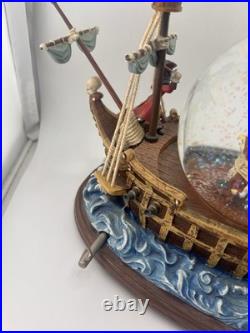 Disney 1998 Peter Pan Pirate Ship You Can Fly Snow Globe Light Music Box
