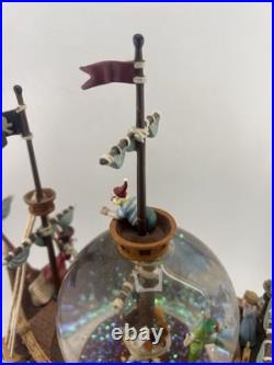 Disney 1998 Peter Pan Pirate Ship You Can Fly Snow Globe Light Music Box