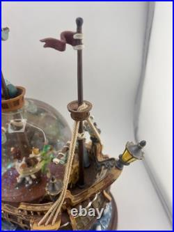 Disney 1998 Peter Pan Pirate Ship You Can Fly Snow Globe Light Music Box