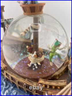 Disney 1998 Peter Pan Pirate Ship You Can Fly Snow Globe Light Music Box
