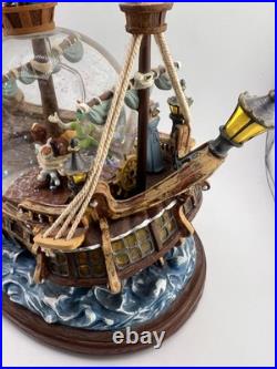 Disney 1998 Peter Pan Pirate Ship You Can Fly Snow Globe Light Music Box