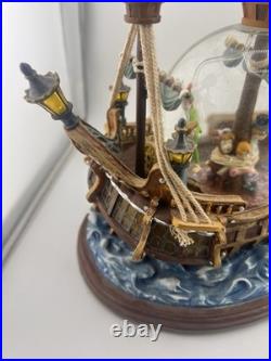 Disney 1998 Peter Pan Pirate Ship You Can Fly Snow Globe Light Music Box