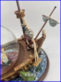 Disney 1998 Peter Pan Pirate Ship You Can Fly Snow Globe Light Music Box
