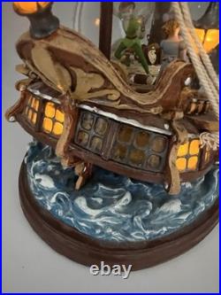 Disney 1998 Peter Pan Pirate Ship You Can Fly Snow Globe Light Music Box