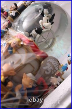Disney 75th Mickey's Steamboat Ride Snow Globe Musical Withorig Box Works MINT